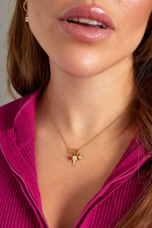 Collar charms letra clave e - oro rosa h5 Imagen3